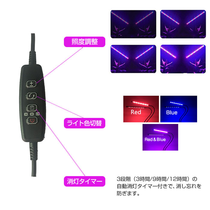 楽天市場 植物育成用 Ledライト フレキシブルアーム ランプ 室内用 プラント クリップ式 赤青led w 光合成促進 育成ライト Lod 4187 直販ワールドマーケット