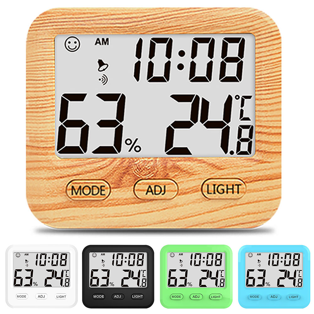 透明 電子時計 置き時計 温度湿度表示 軽量 デジタル スヌーズ B ブラック 通販
