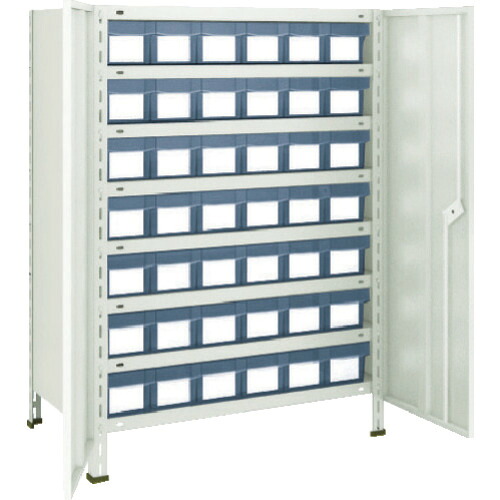 TRUSCO スチールラック 軽量棚扉付 875X300X1200樹脂引出透明小X42 ネオグレー|和TOOL 和多屋