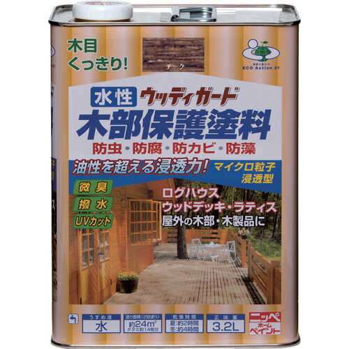 ニッぺ 水溶性ウッディガード 3.2L チーク HW208-3.2