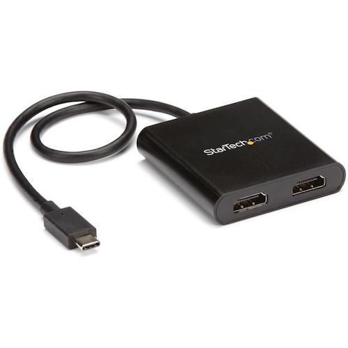 StarTech ディスプレイアダプター／USB-C - 2x HDMI／4K30Hz／30cmケーブル／ブラック／MSTハブ
