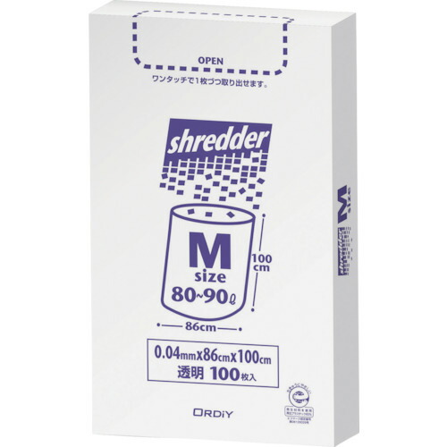 オルディ ポリバッグシュレッダー用ゴミ袋BOX M 0.04粍 澄み切った