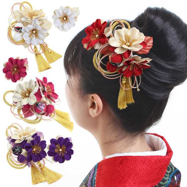 高い素材 髪飾り 髪飾り 花 2点セット 成人式 振袖 卒業式 袴 結婚式 ウエディング ドレス 浴衣 和modern ちりめんゴールドツートンsakura 全4色 Pascasarjana Unsrat Ac Id