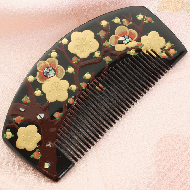 楽天市場】花尽くし櫛文様 螺鈿細工 朱漆塗 櫛 0196櫛 簪 笄 髪飾り