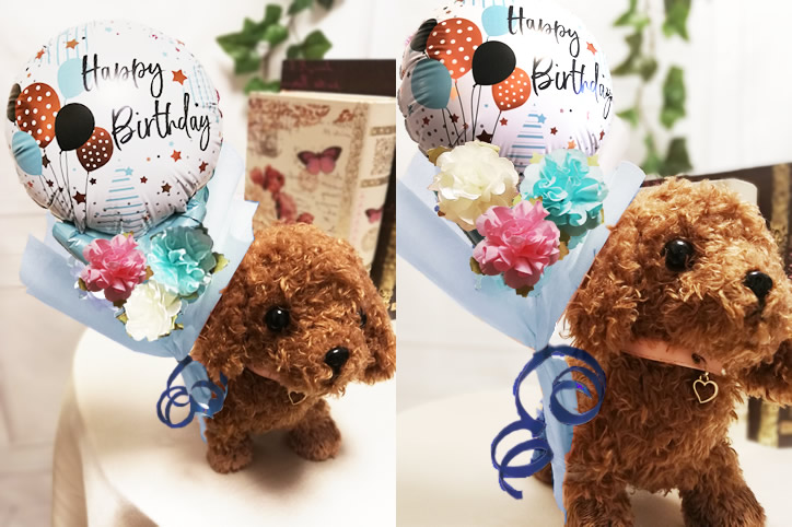 誕生日 プレゼント バルーン電報 犬 チワワ トイプードル ダックス ポメラニアン ゴールデンレトリバー 柴犬 誕生日ソーダバルーン花束付ぬいぐるみpupsミニバルーン Crunchusers Com