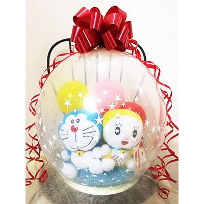 ドラえもん 結婚式 バルーン電報 出産祝い 七五三 入園祝い 入学祝い 卒業祝い 卒園祝い 合格祝い 誕生日 プレゼント 贈り物 ギフト 電報 祝電 クリスマス 節句 記念日 発表会 お祝い ぬいぐるみバルーンラッピング:ドラえもん＆ドラミちゃん＜カラフル＞