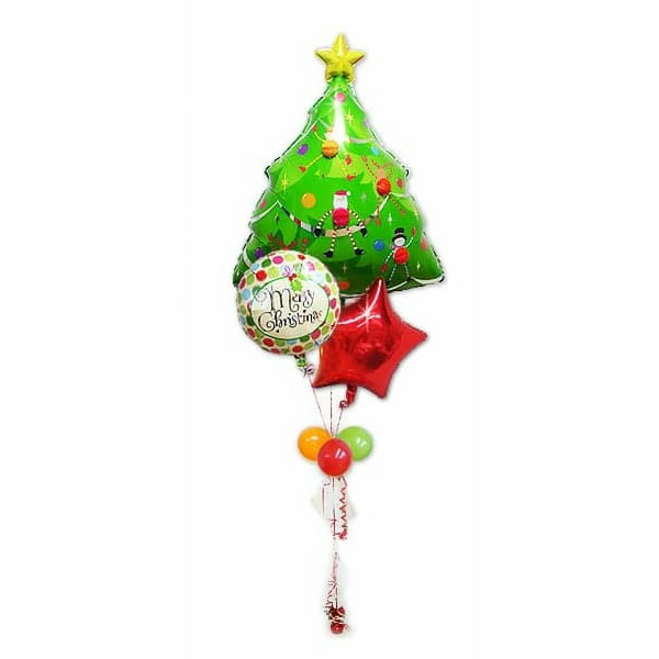 クリスマス用品(ツリー型)など多数 - XMドッツ ツリーボンボン4バルーンセット【補充用ヘリウムガス付・本州送料無料】