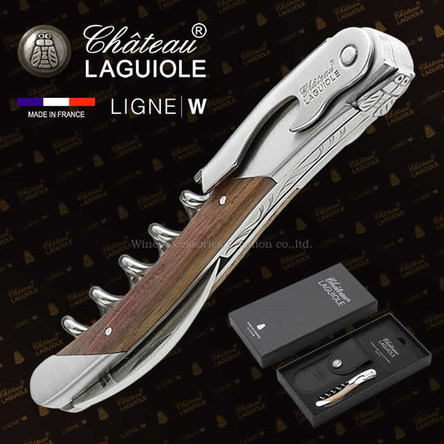 CHATEAU LAGUIOLE レザーケース付き シャトーラギオール ソムリエナイフ ブラック×ゴールド 革ケース