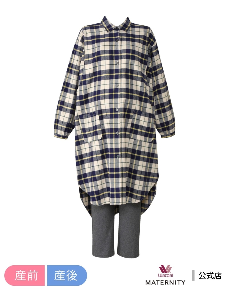 Wacoal Maternity Pajamas Long Sleeve/Long Pants for Prenatal and Postpartum Wacoal _ Maternity Wacoal Maternity Wacoal Maternity Wacoal Maternity Wear Baby Supplies Maternity Underwear Blue Beige Pink [Free Shipping] [Rakuten Fashion]