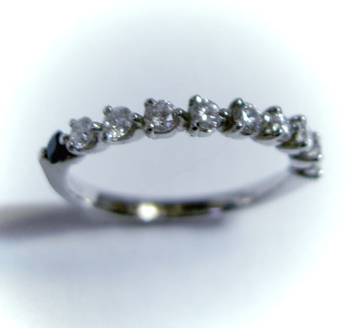 プラチナ ダイヤモンド0.37ct＆サファイア ハーフエタニティ　リング♪