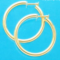 K18　ゴールド フープイヤリング 少し太目のパイプ輪 3mm&times;35mm（フープ ネジ式） er-k18-3x35｜ＪＥＷＥＬＲＹ　ＬＡＮＤ