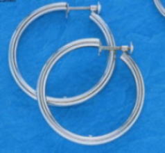 K14WG ホワイトゴールド イヤリング 少し太目のパイプ輪 3mmx40mm(フープ ネジ式)er-k14wg-3x40|JEWELRY LAND