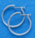 K14WG　ホワイトゴールド イヤリング 少し細目のパイプ輪 1mm×20mm （フープ ネジ式） er-k14wg-1x20