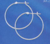 Pt900 プラチナ ピアス少し細目のパイプ輪 1mm×25mm(フープ スナップ式)|JEWELRY LAND