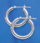 K14WG ホワイトゴールド ピアス少し太目のパイプ輪 3mm×20mm(フープ スナップ式)|JEWELRY LAND