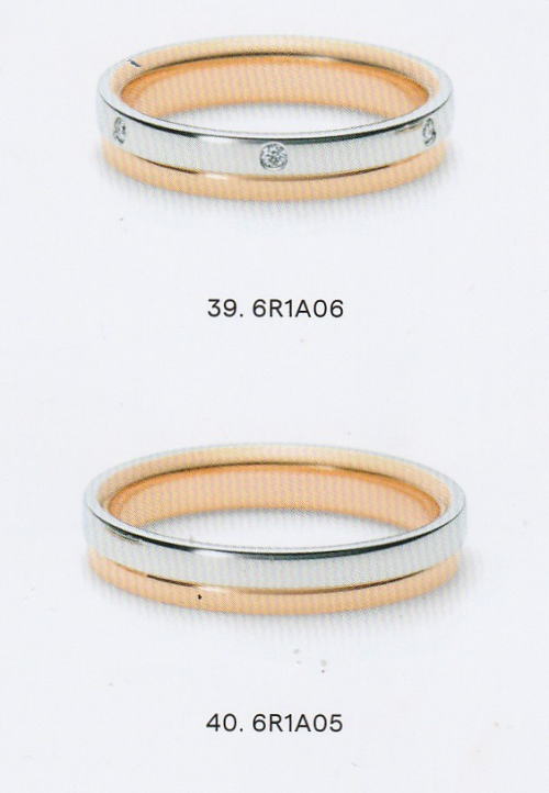 ★NINA RICCI【ニナリッチ】(39)6R1A06金剛石\u0026(40)6R1A05 ２本セットマリッジリング・一緒になる指環・有りの実輪っか