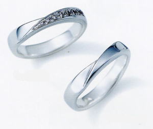 ★NINA RICCI【ニナリッチ】(51)6RB910-3 金剛石\u0026(52)6RA915-3 ２本セットマリッジリング・一緒になる指環・有りの実輪っか