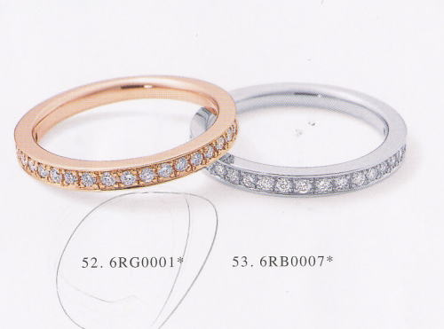 ★NINA RICCI【ニナリッチ】(58)6RG0001-3 \u0026(59)6RB0007-3 ハーフエタニティリング・マリッジリング・一緒になる指環・有りの実輪っか用(2本）