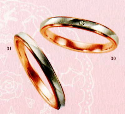 ★【卸直営店のお得な特別割引価格★Angerosa(アンジェローザ)(30)AR-510(L)&(31)AR-511(M)-2本セット , PT950/K18PG マリッジリング、結婚指輪、ペアリング|JEWELRY LAND