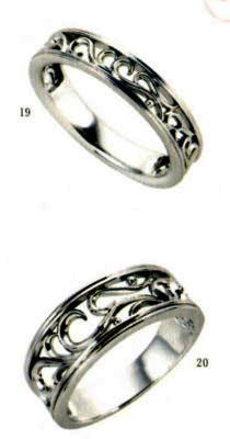★【価格は変動しやすいので、お問い合わせください。★ Angerosa（アンジェローザ）(19)AR-019(L)&(20)AR-020(L)-２本セット, Pt900 マリッジリング、結婚指輪、ペアリング