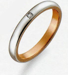 True Love トゥルーラブ (36) M376D ダイヤ 卸直営店 Pt900 プラチナ & K18PG ピンクゴールド マリッジリング 結婚指輪 ペアリング(1本)|JEWELRY LAND