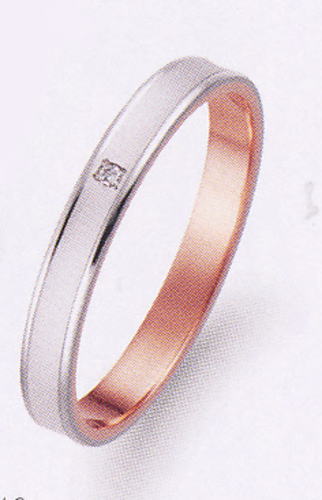 True Love トゥルーラブ (50) K276WPD-2 金剛石 卸直営店  K18WG 白いことゴールド \u0026 K18PG サクラ色ゴールド マリッジリング 一緒になる指環 ありの実輪っか（1本）
