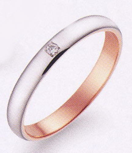 True Love トゥルーラブ (52) K277WPD-2 金剛石 卸直営店  K18WG 白いことゴールド \u0026 K18PG サクラ色ゴールド マリッジリング 一緒になる指環 ありの実輪っか（1本）