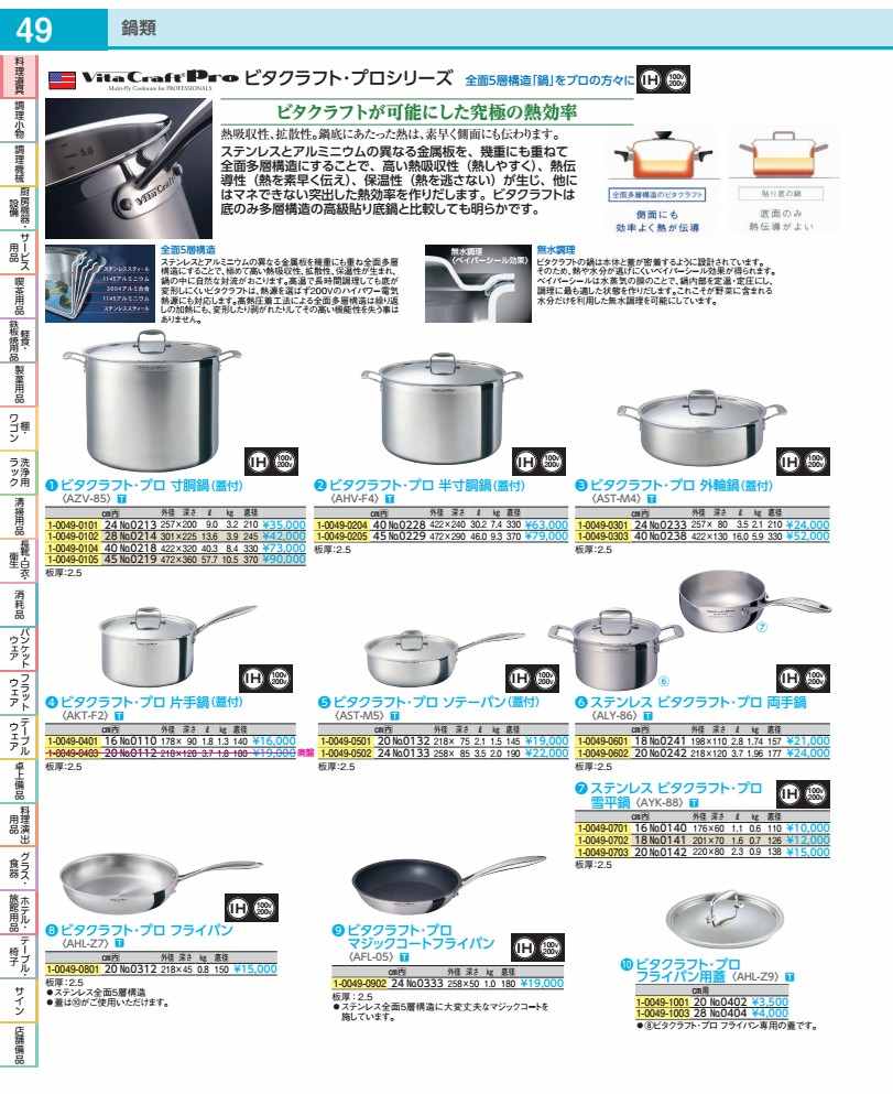 ステンレス鋼 ビタクラフト・プロ 両手なべ ２０珊 No.０２４２ ALY8602