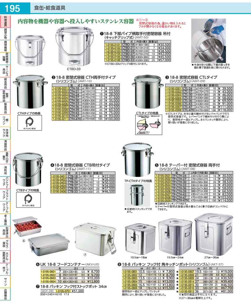 １８－８下部パイプ柄取手付密閉容器 吊付 ＣＴＢＤ－３３ AMT5006