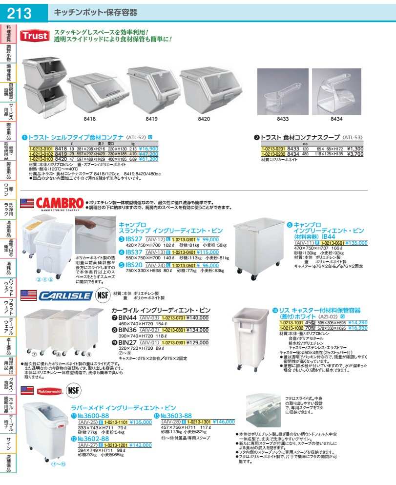 企業結合 シェルフタイプ食料雑貨類入れもの ８４１９ ２３Ｌ ATL5202