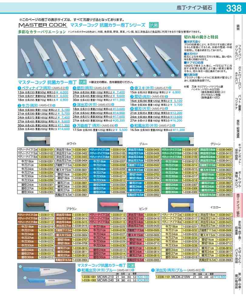 お師匠さんまかない方抗菌色つやまかない方 和風出刃包丁 ＭＣＷＫ－２４０ 青碧 AMSM102