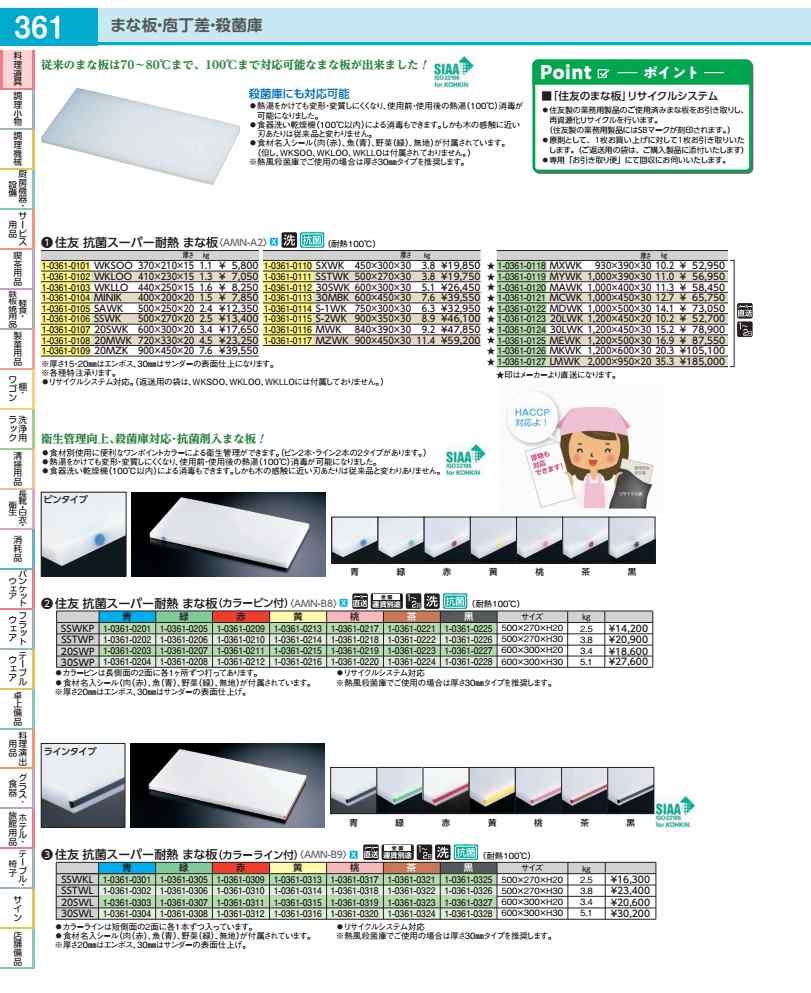 住友 抗菌百貨店耐熱まな板 Ｓ－２ＷＫ ９００×３５０×Ｈ３０ AMNA212