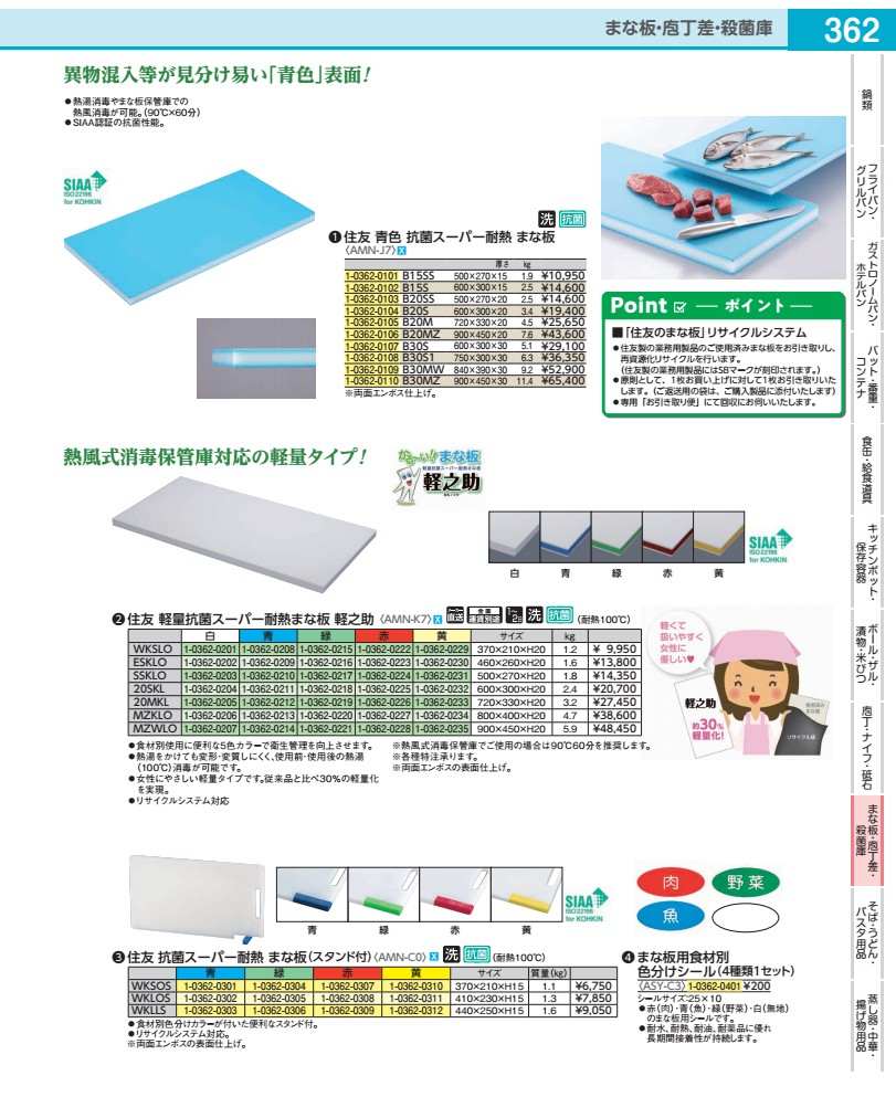 住友 青み 抗菌百貨店耐熱 まな板 Ｂ２０ＭＺ ９０×４５×Ｈ２糎 AMNJ706