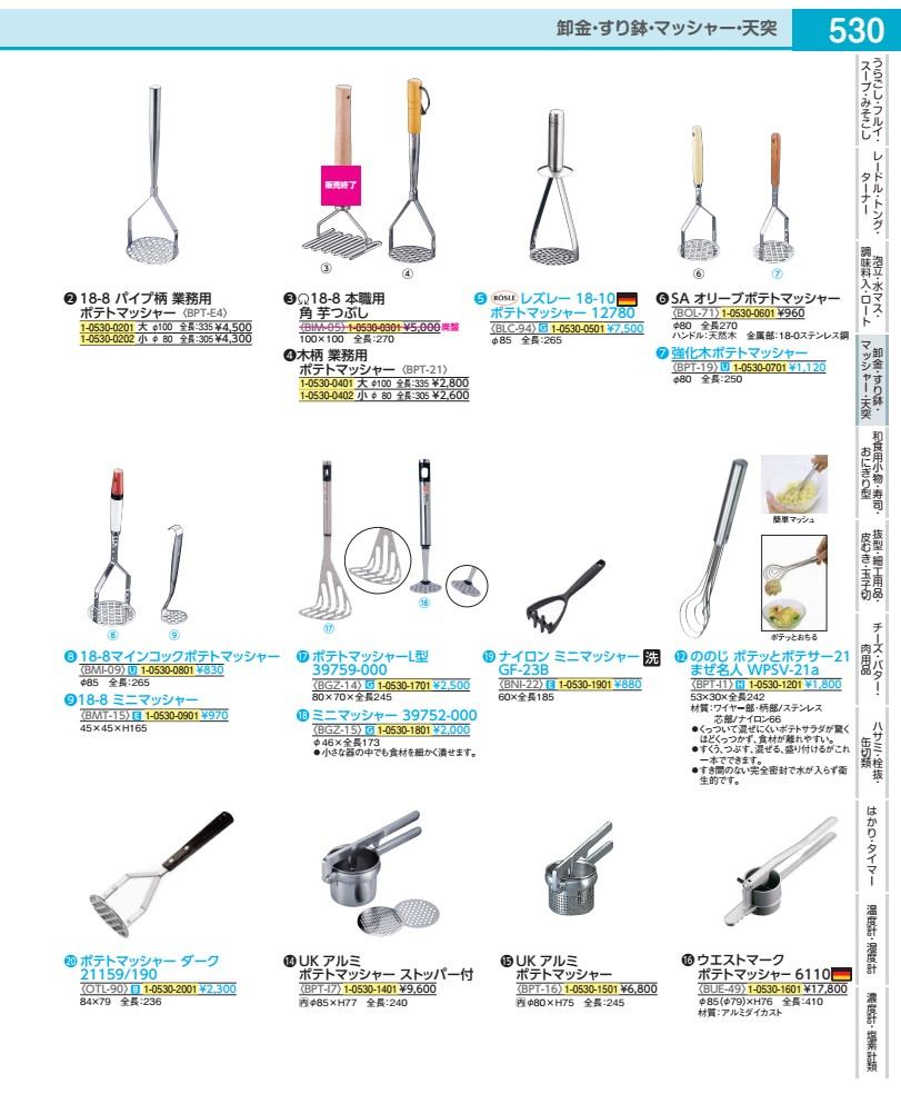 ＳＡ１８&minus;８パイプ柄給食マッシャー 大 BKY01001｜WADA TOKI