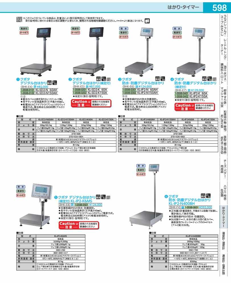 クボタ 雨合羽・防塵デジタル台はかり ＫＬ－ＩＰ２－Ｎ４００ＢＨ BHKF401