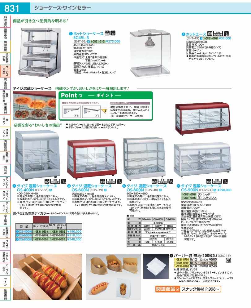 タイジ　温蔵ショーケース ＯＳ－９００Ｎ（Ｒ）レッド EOV7401
