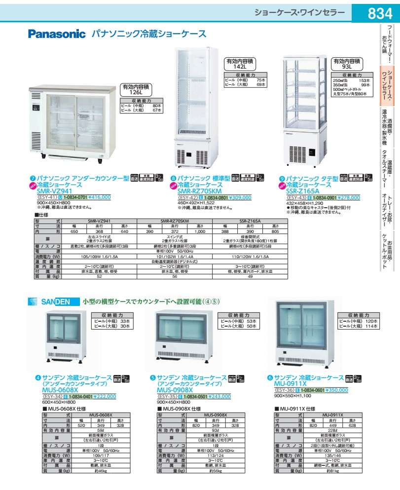 パナソニック 標準尺度型冷蔵陳列棚 ＳＭＲ－ＲＺ７０ＳＫＭ ESY4201