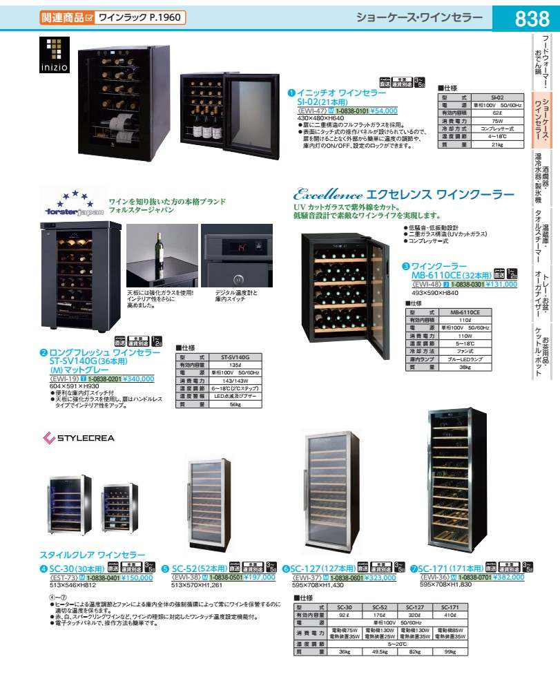 エクセレンス ブドウ酒冷房装置 ＭＢ－６１１０ＣＥ（３２本用） EWI4801