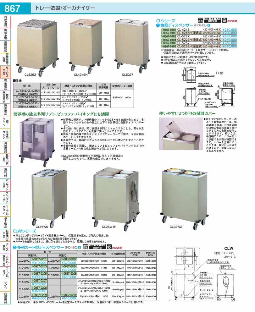 ＣＬＷ続きもの多列手押し車型ディスペンサー ＣＬ２６Ｗ４（保温なし） HDI6011