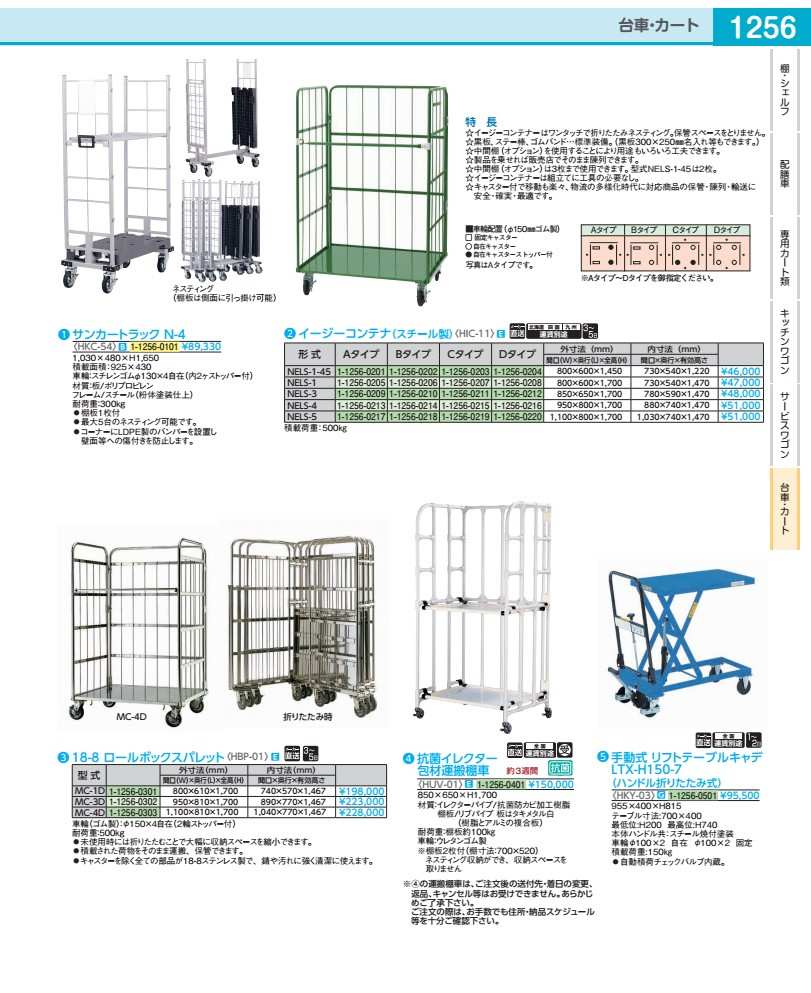 抗菌イレクター 包材持ちはこぶ棚車  HUV0101