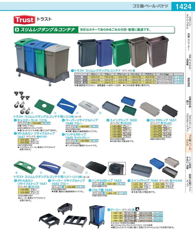 企業結合 スリムレクタングルコンテナ用 ドーリー １８１６ ３ヶ用 KTL5503