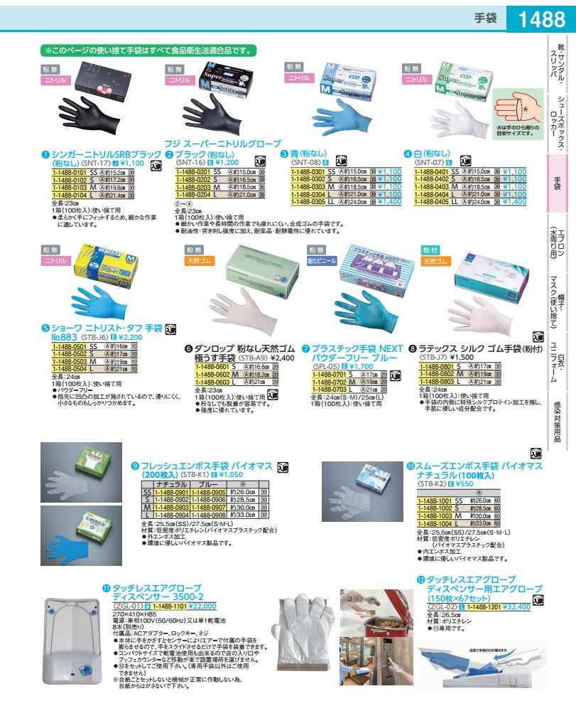 タッチレスエアグローブディスペンサー 用エアグローブ150枚×67組 ZGL0201|WADA TOKI