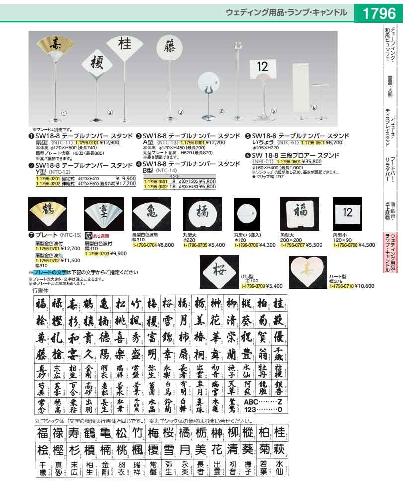 ＳＷ　テーブルナンバースタンド　プレート 扇型金色波無 NTC15002｜WADA TOKI