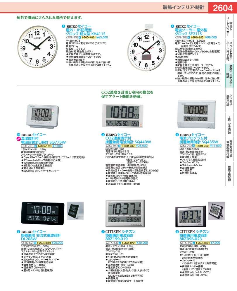 セイコーＣＯ２濃度表示付掛置兼用電波時計 ＳＱ４４９Ｗ ZKL9401