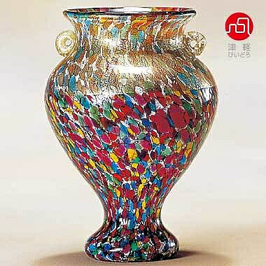 石塚硝子 ISHIZUKA GLASS アデリアグラス ADERIA GLASS 津軽びいどろ 大川花器中　ねぶたまつり F79653 花瓶