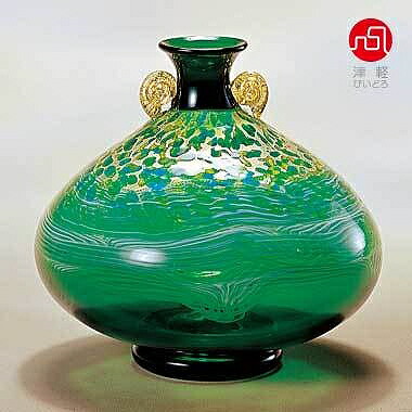 石塚硝子 ISHIZUKA GLASS アデリアグラス ADERIA GLASS 津軽びいどろ 大川花器大 奥入瀬新緑 F79646 花瓶