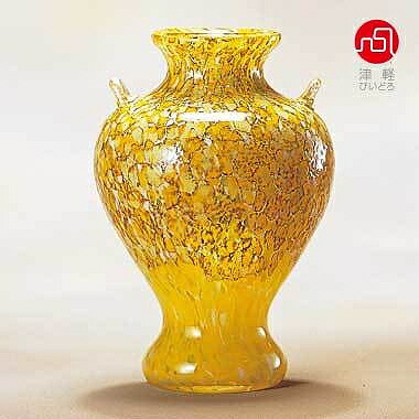 石塚硝子 ISHIZUKA GLASS アデリアグラス ADERIA GLASS 津軽びいどろ 大川花器　白神山黄葉 F79640 花瓶