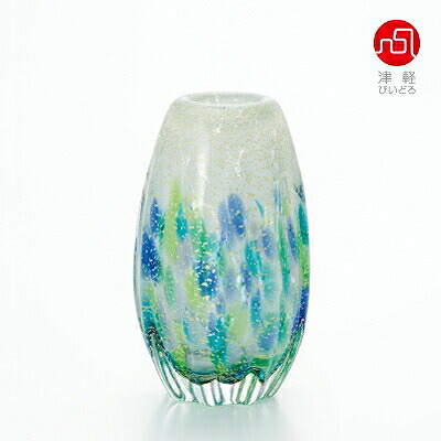 石塚硝子 ISHIZUKA GLASS アデリアグラス ADERIA GLASS 津軽びいどろ 紫陽花 長丸花器 F71742 花瓶｜WADA TOKI