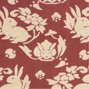 座布団(通常わた)　大　ODC0110　野兎　えんじ　柄おぼろ　座布団　55×59×H10ｃｍ UZBT2106