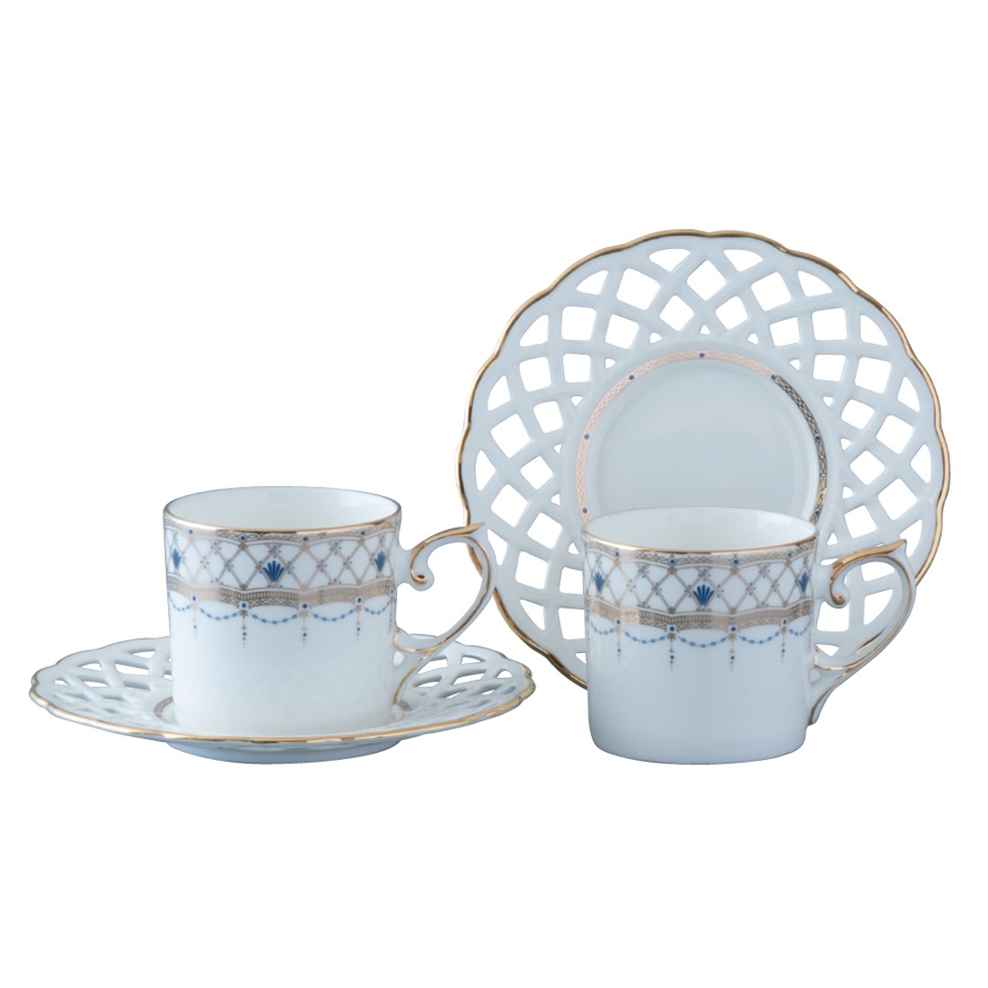 NARUMI ナルミ 歌姫 メッシュコーヒーカップ＆ソーサーセット 160竓 2人用 52476-20894